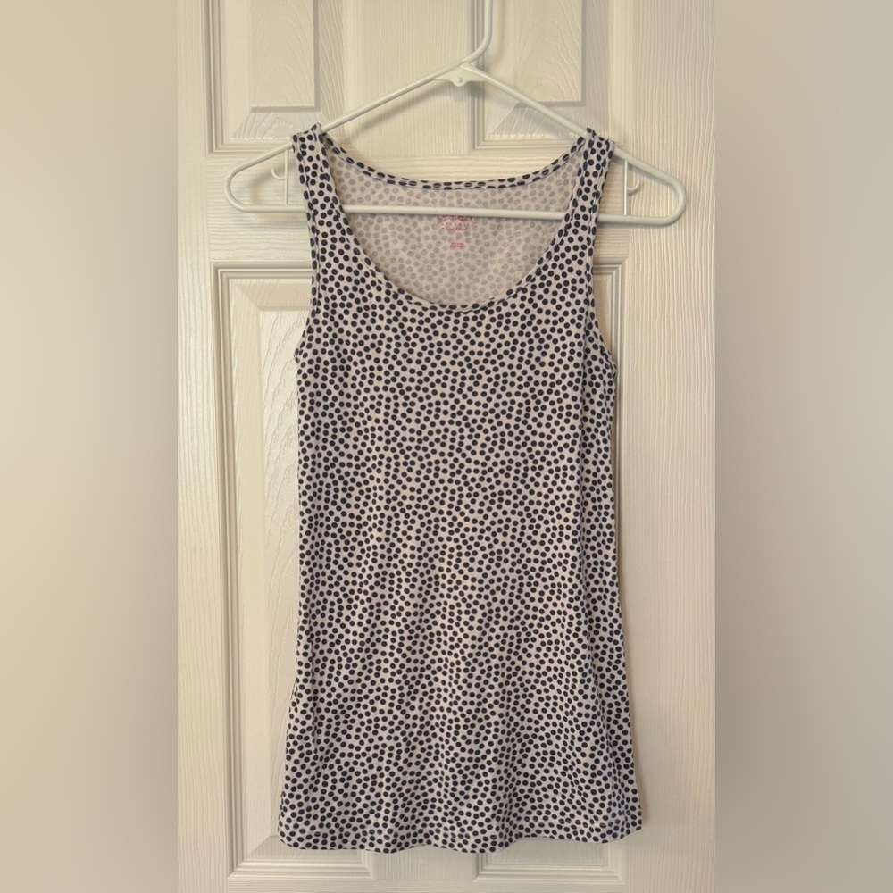 Women’s Fun Adorable Comfy Maternity Polka Dot Tank Top-Black, and Tan